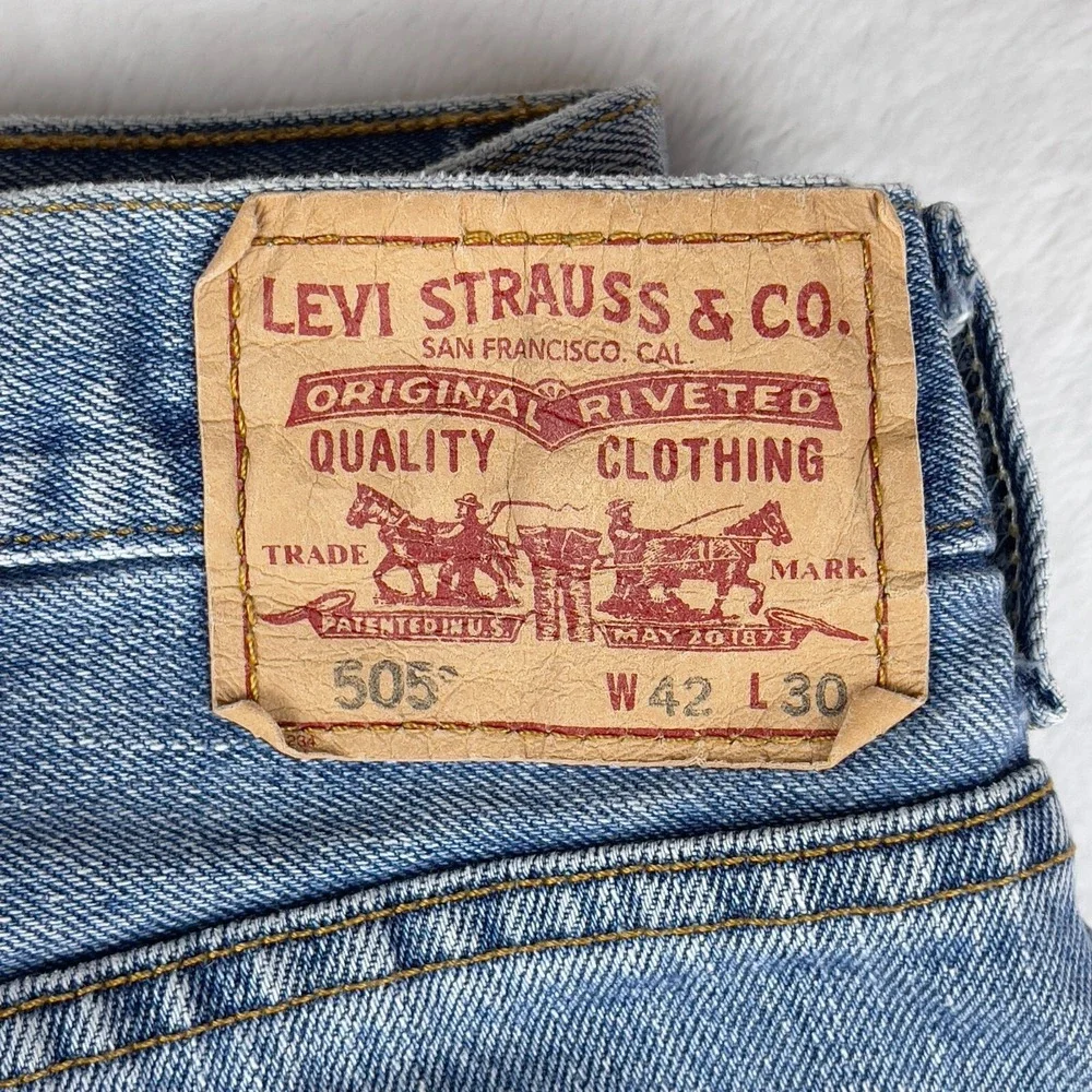 Levi's Jeans Mens 40x30 Blue 505‎ Denim Red Tab Light Wash Modern Straight Fit